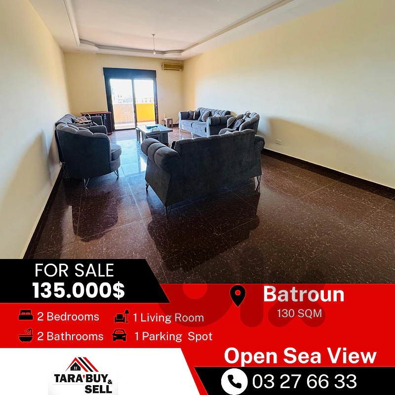 Ap open view 130m + Terrace for sale in Batroun شقة للبيع في البترون