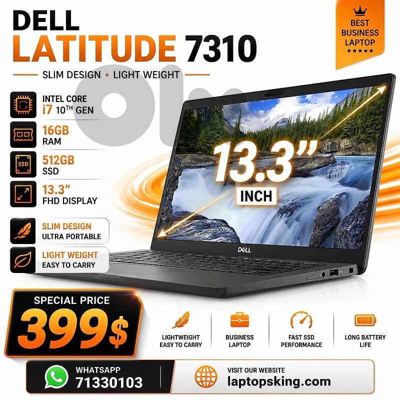 Dell Latitude 7310 Core i7 10th Gen 16GB RAM 512GB SSD Laptop 13.3"