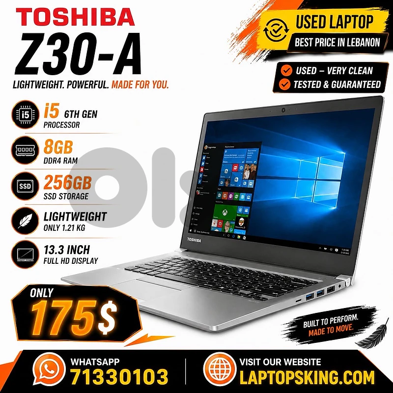 Toshiba Z40-A Core i5 6th Gen 8GB RAM 256GB SSD Business Laptop 13.3"