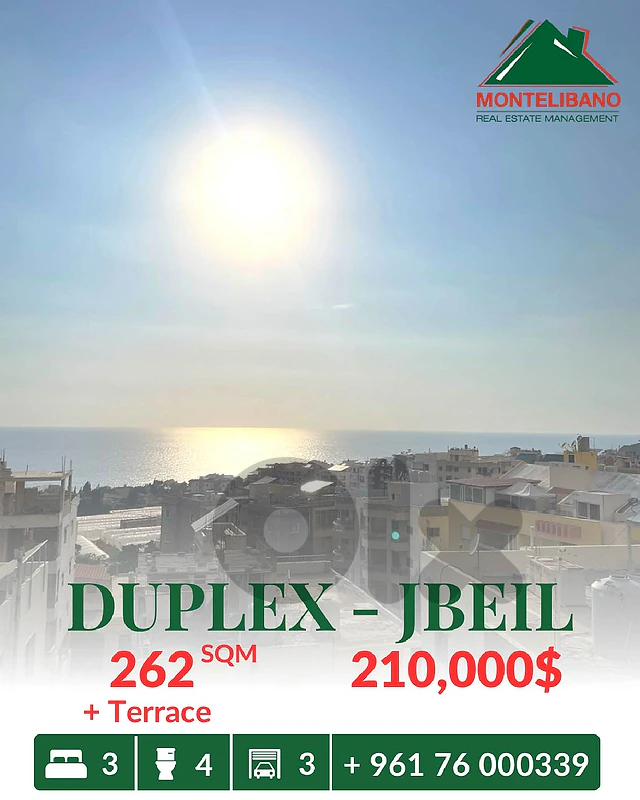 262 sqm Duplex For Sale in Jbeil جبيل with Terrace