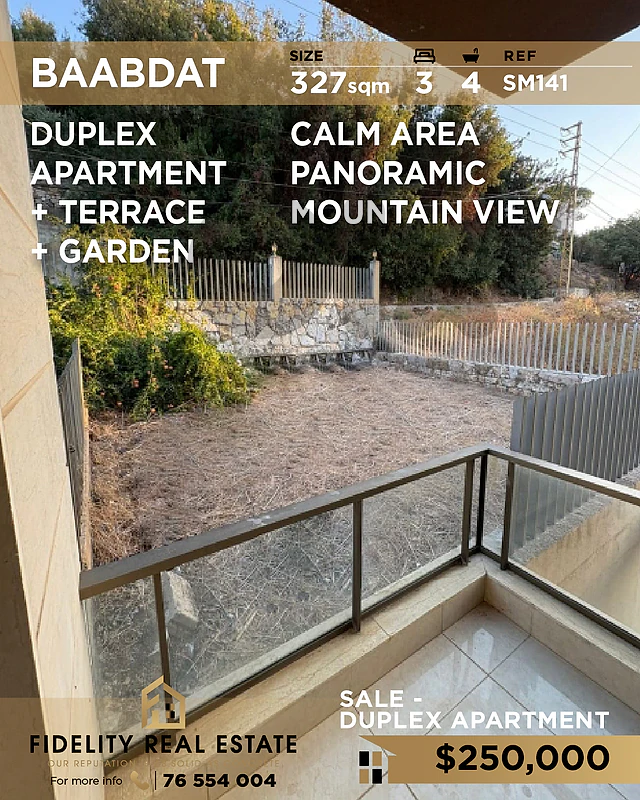 Duplex for sale in Baabdat SM141  دوبلكس للبيع في بعبدات