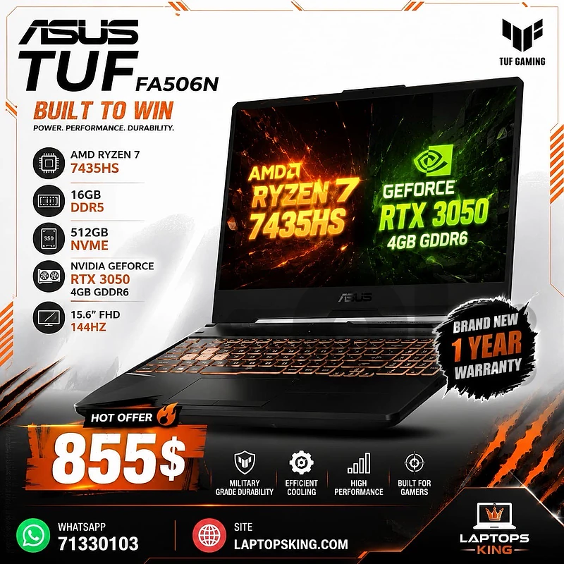 Asus tuf ryzen 7 rtx 3050 15.6” Gaming Laptop