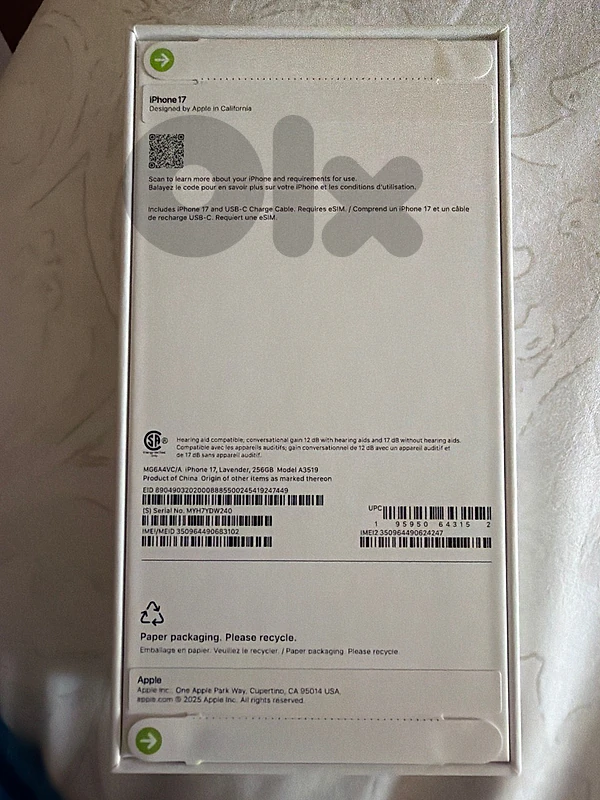 New iphone 17 , Lavender, 256GB