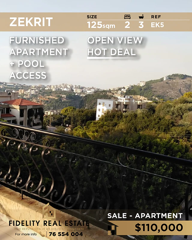 Apartment for sale in Zekrit EK5 شقة مفروشة للبيع في زكريت