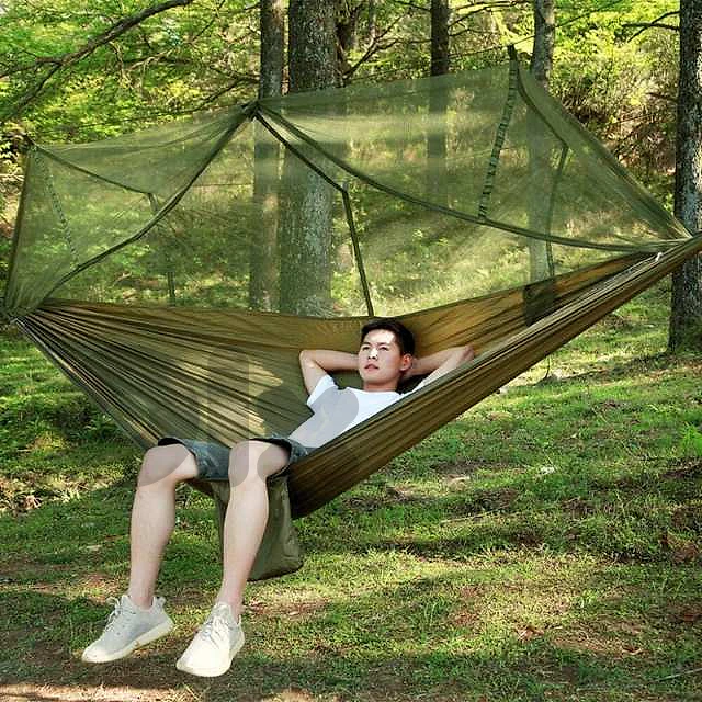 Outdoor Sleeping Hammock with Mosquito Netting, Green, 200Kg