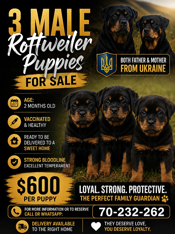 🐾 Purebred Rottweiler Puppies for Sale 🐾