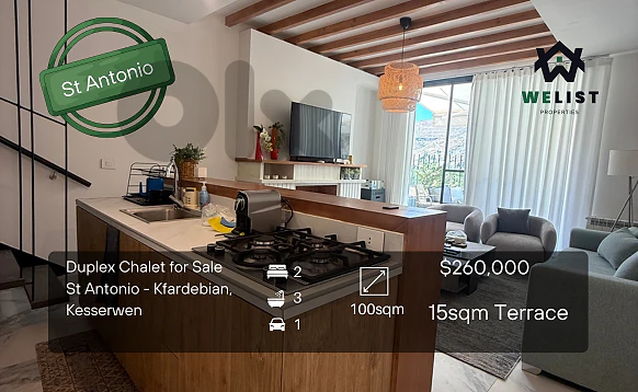 Duplex Chalet for sale in St Antonio Kfardebian شاليه للبيع فيكفردبيان