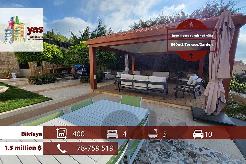 Bikfaya 830m2 | 400m2 villa | 560m2 Garden | Furnished | View | CHKH