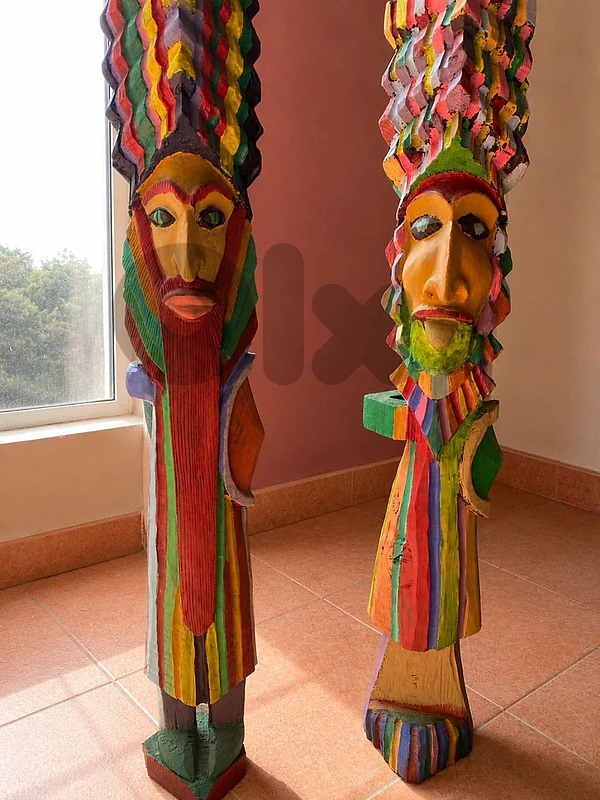 Pair of Hand-Carved Ebony Wood Sculptures