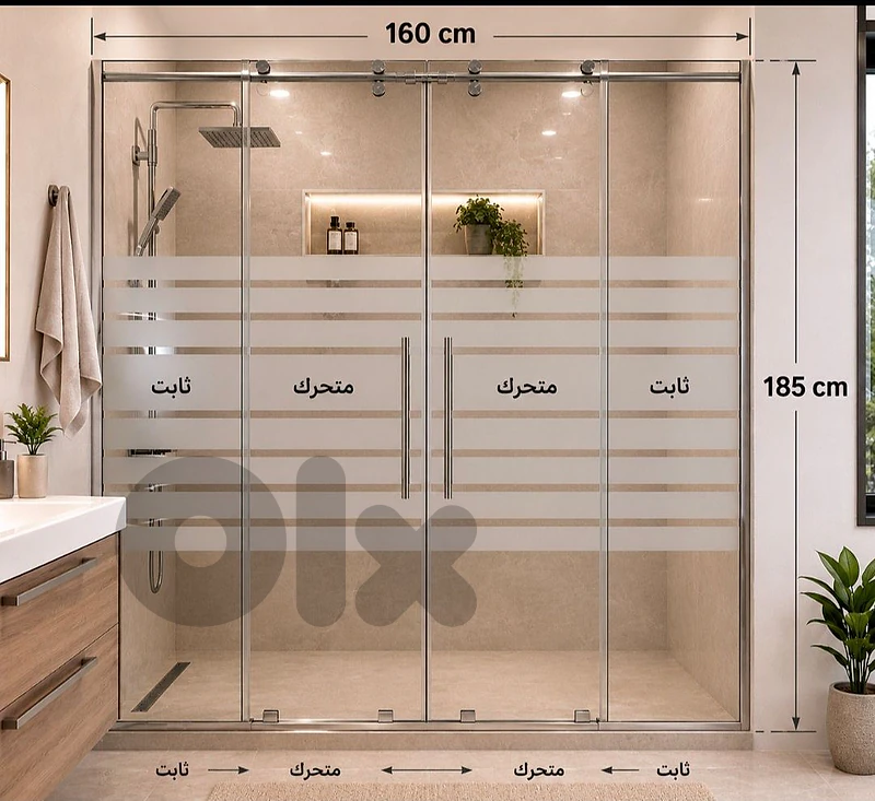 زجاج مخطط للدوش ماركة chroma عرض ١٦٠ و علو ١٨٥ زجاج مخطط للدوش ماركة chroma عرض ١٦٠ و علو ١٨٥