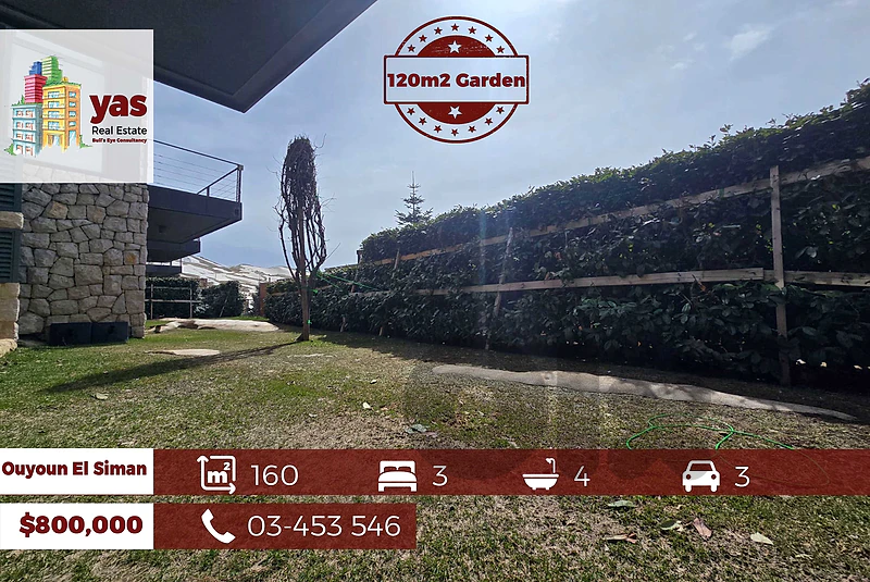 Ouyoun El Siman 160m2 | 120m2 Garden | Triplex Chalet | Gated | DA |