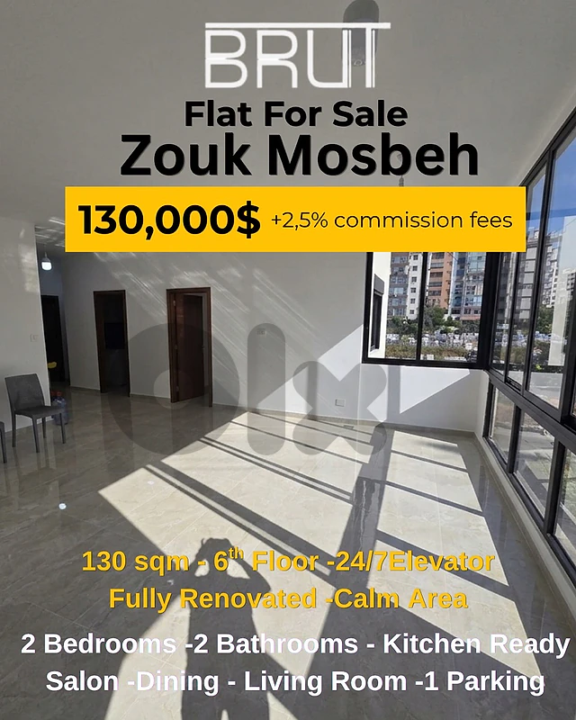 130 Sqm Dully Renovated apartment in Zouk Mosbeh -Calm Area