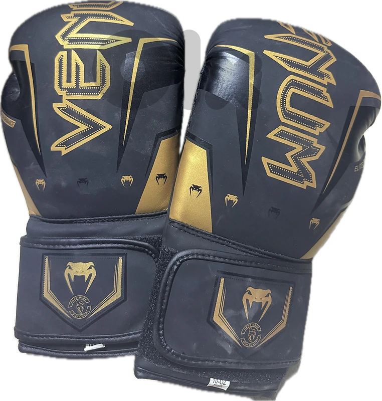 Venum Elite Boxing Gloves - 10 oz (Black/Gold)