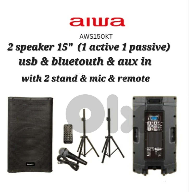 2 speaker 15" 300w with 2 stand
