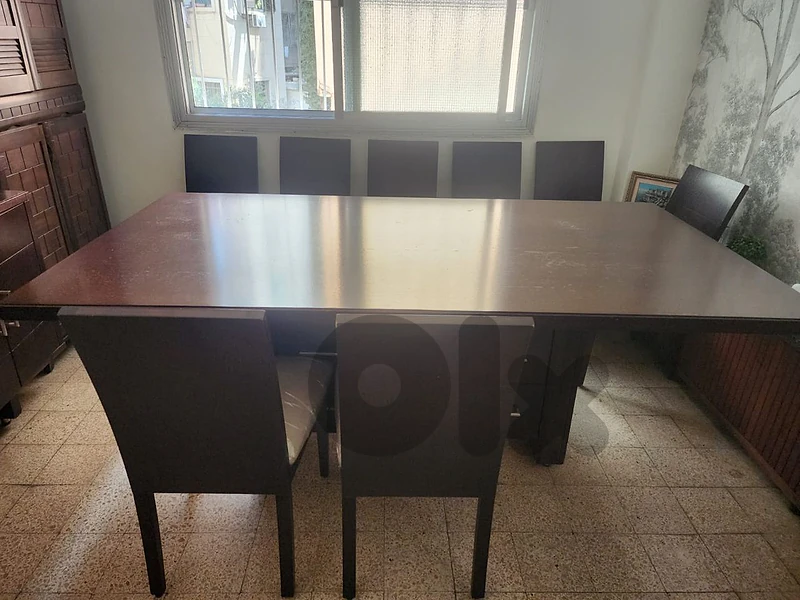 Dinning table with 8 chairs and 2 drawers storage built in