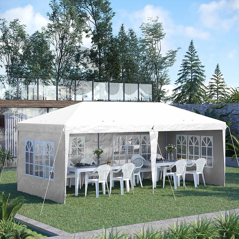 3 x 6m Garden Pop Up Gazebo, Height Adjustable Party Tent