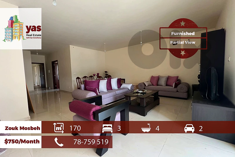 Zouk Mosbeh 170m2 | Furnished | Rent | Partial View | Standard | EH/EL