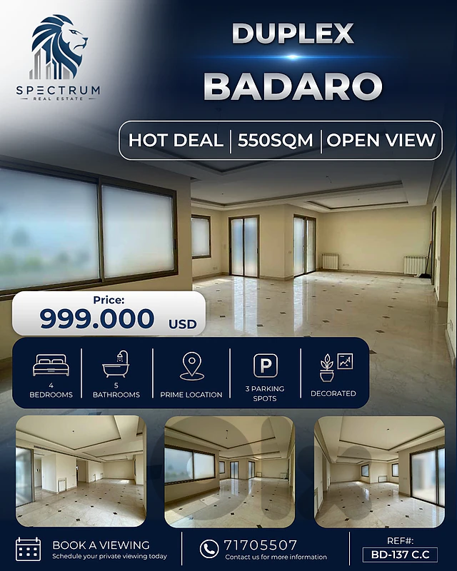 HOT DEAL ! DUPLEX IN BADARO PRIME | 550SQ | 4 BEDROOMS | BD-137