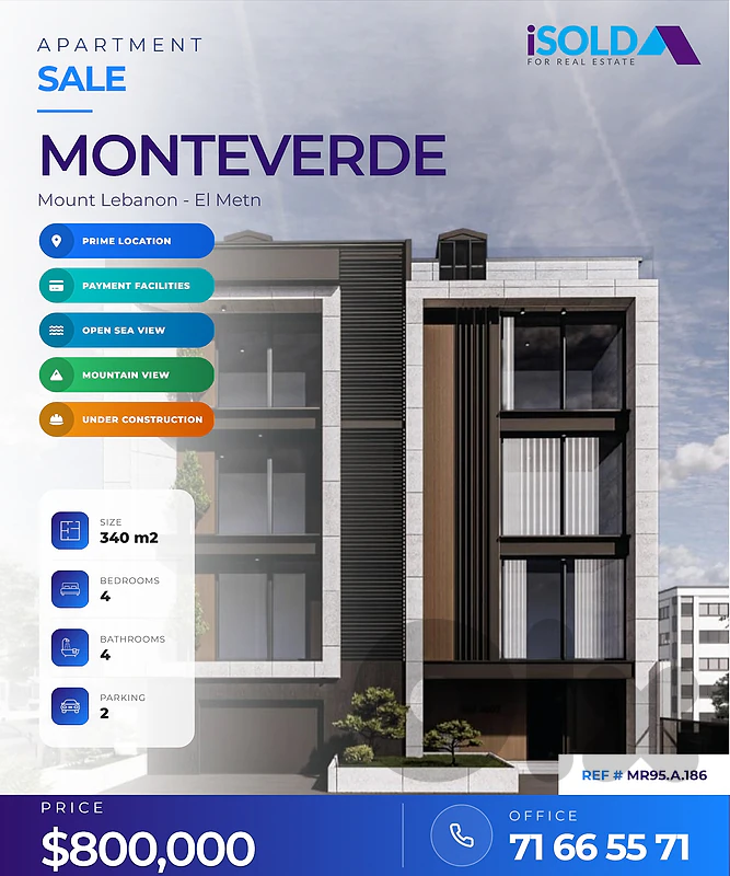 A 340 m2 duplex apart. + open mountain/sea view for sale in Monteverde