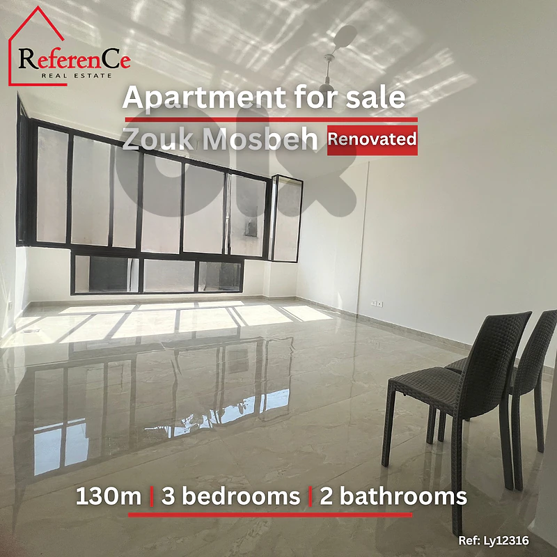 Renovated apartment in Zouk mosbeh for sale شقة في زوق مصبح مجدده للبي
