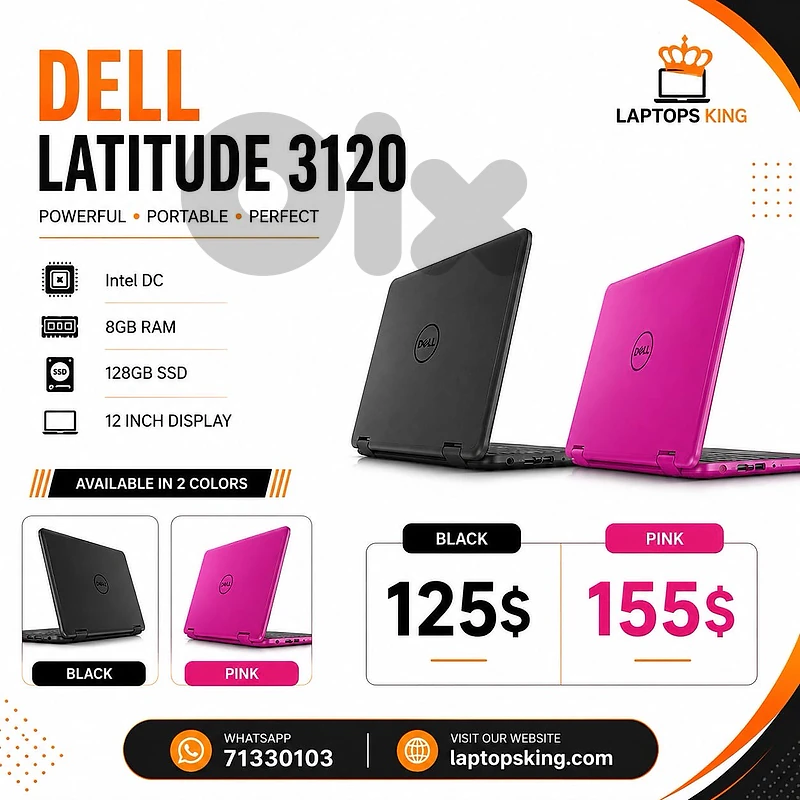 Dell Latitude 3120 Intel DC 8GB RAM 128GB SSD Laptop 12"
