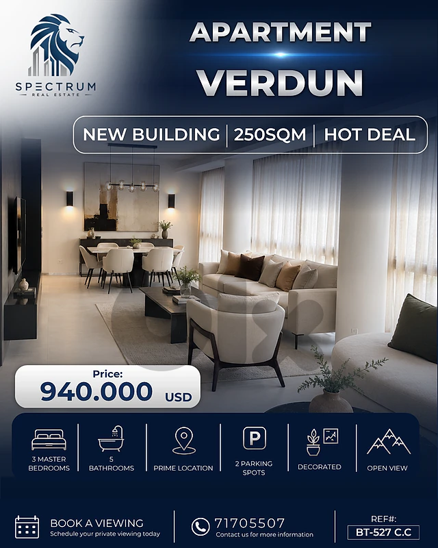 BRAND NEW APARTMENT IN VERDUN PRIME (250Sq) 3 MASTER BEDS , (BT-527)