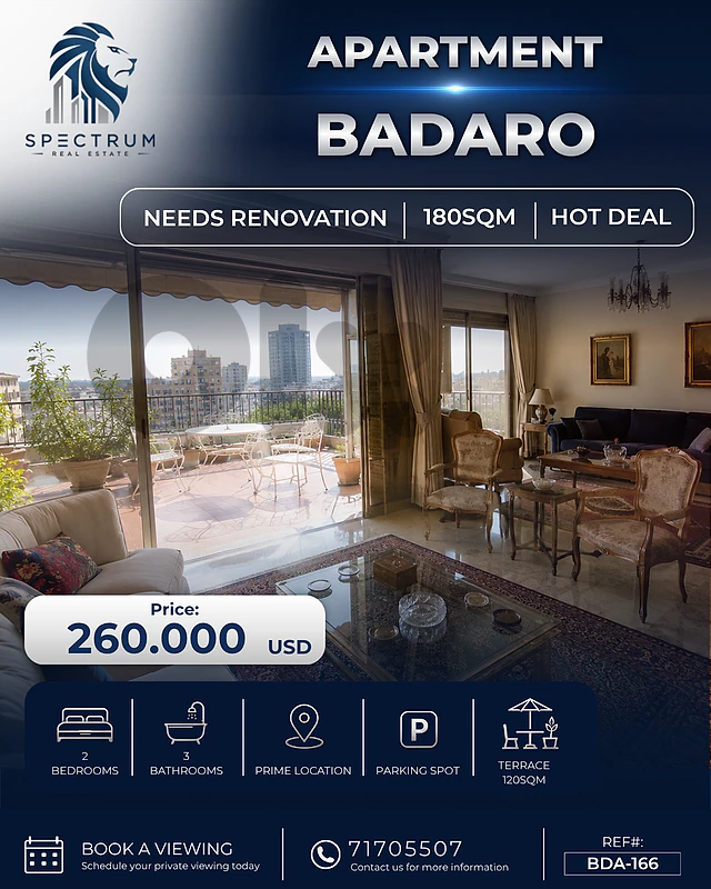 HOT DEAL ! BADARO PRIME WITH TERRACE | 180SQ | BDA-166
