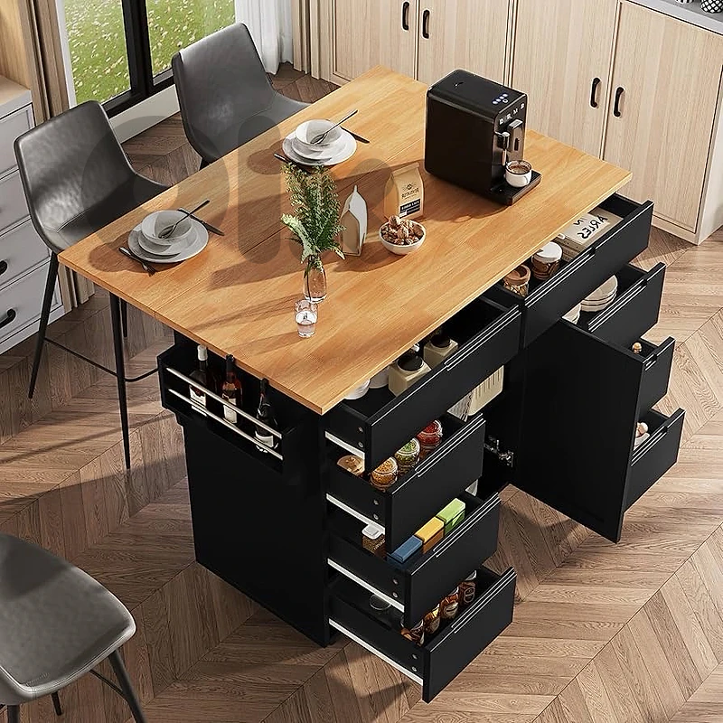 Kitchen Island, Modern Kitchen Cabinet, Expandable Kitchen Trolley