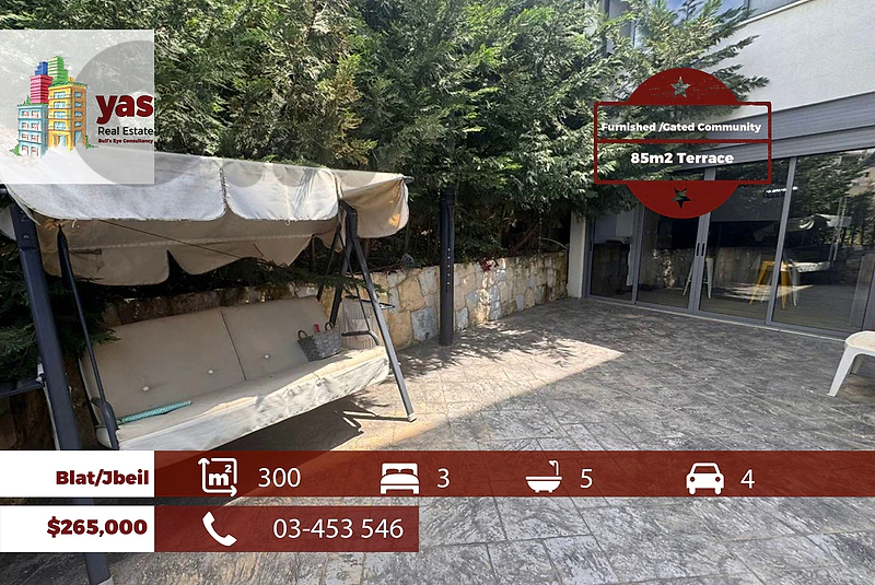 Blat/Jbeil 300m2 | 85m2 Terrace | Furnished Triplex | Gated | View |HS