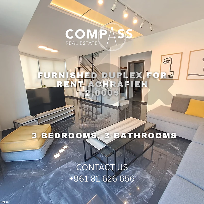 Furnished Duplex 220sqm  for rent in Achrafieh