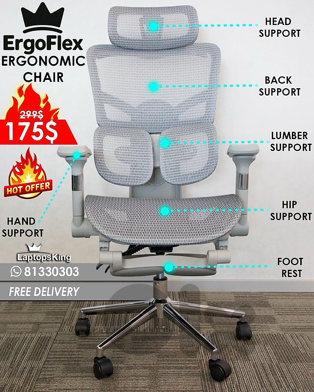 ERGOFLEX Ergonomic Office Chair Grey