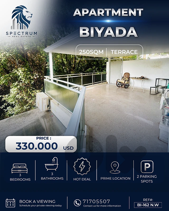 Biyada Prime (265Sq) FURNISHED with Sea View and Terrace , (BI-162)
