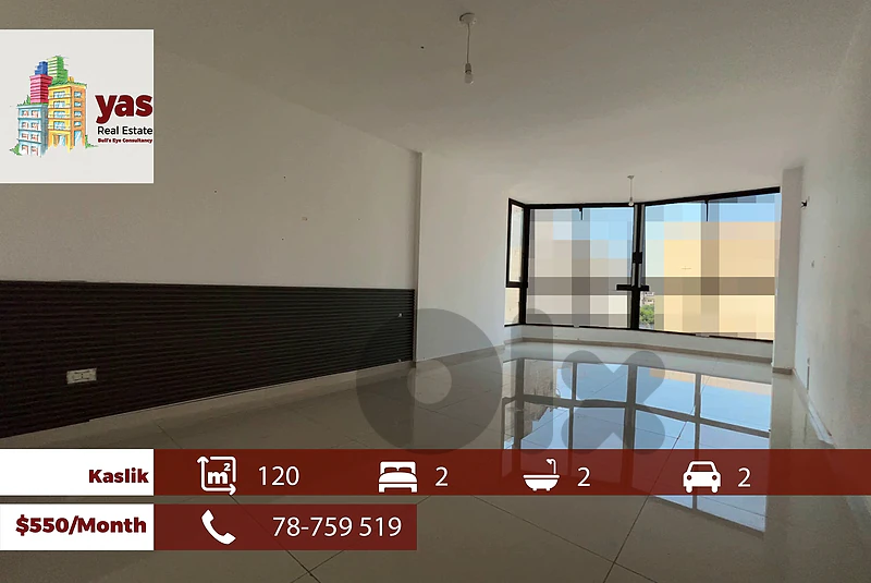 Kaslik 120m2 | Rent | Partial View | Standard | Mint Condition | RH