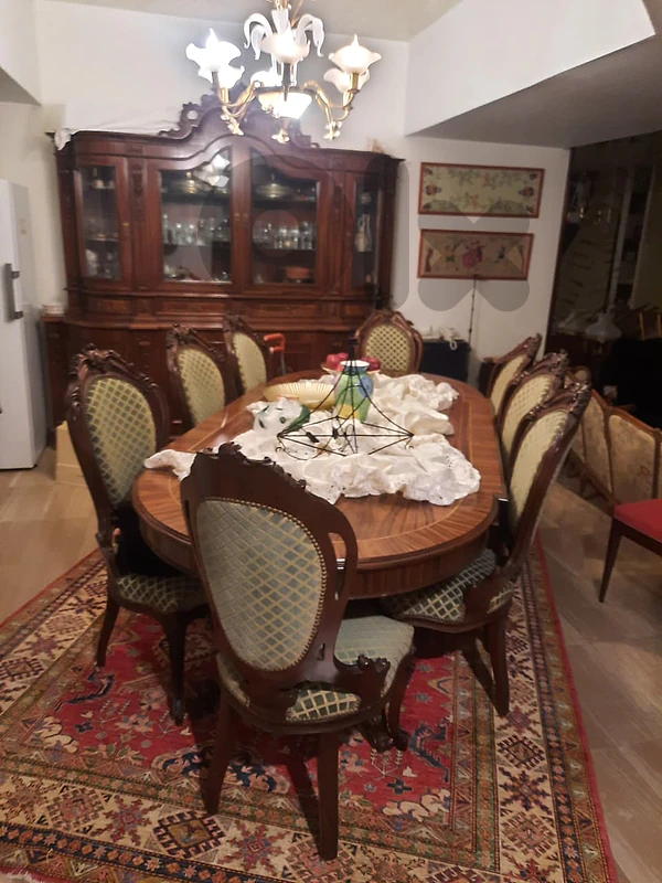 Antique-Style Dining Room Set with Large Vitrine/Cabinet