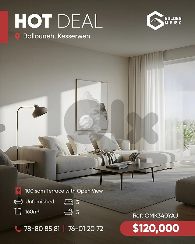 GMK340YAJ Apartment for sale in Ballouneh - شقة للبيع في بلونة