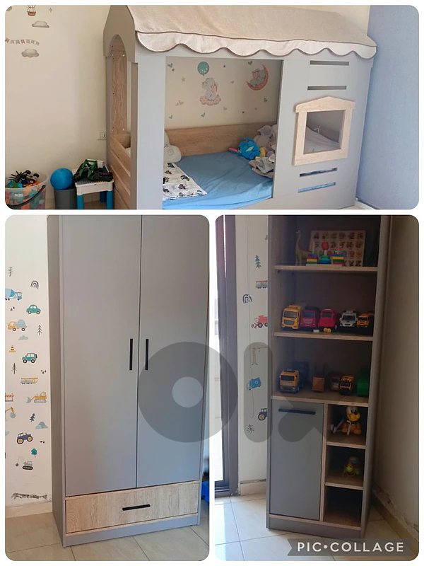 kids bedroom + closet + stand + kids carpet