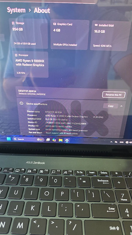 ASUS ZenBook Pro 15 OLED – Ryzen 9 / RTX 3050 Ti / 1TB SSD