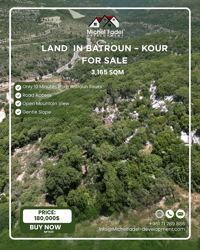 MF1025-Land for Sale in Batroun – Kour/أرض للبيع في البترون – كور