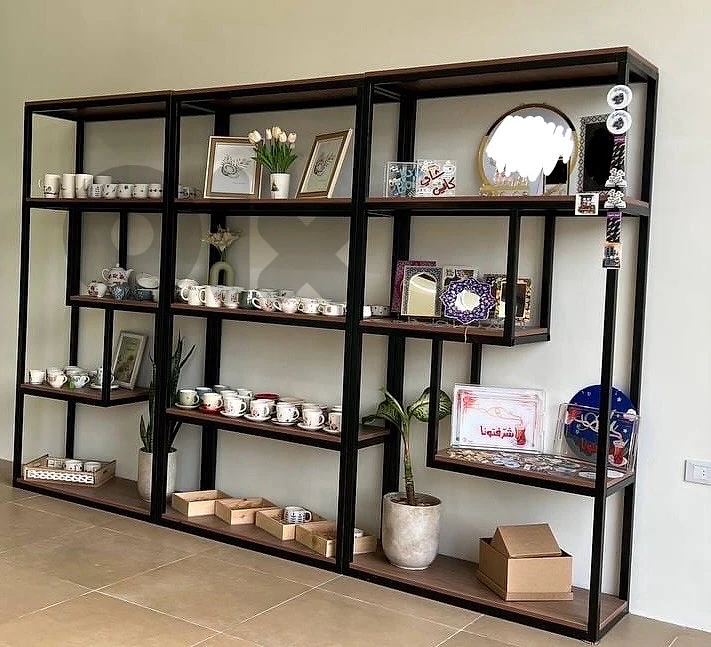 Modern Metal & Wood Display Shelving Unit – Premium Quality