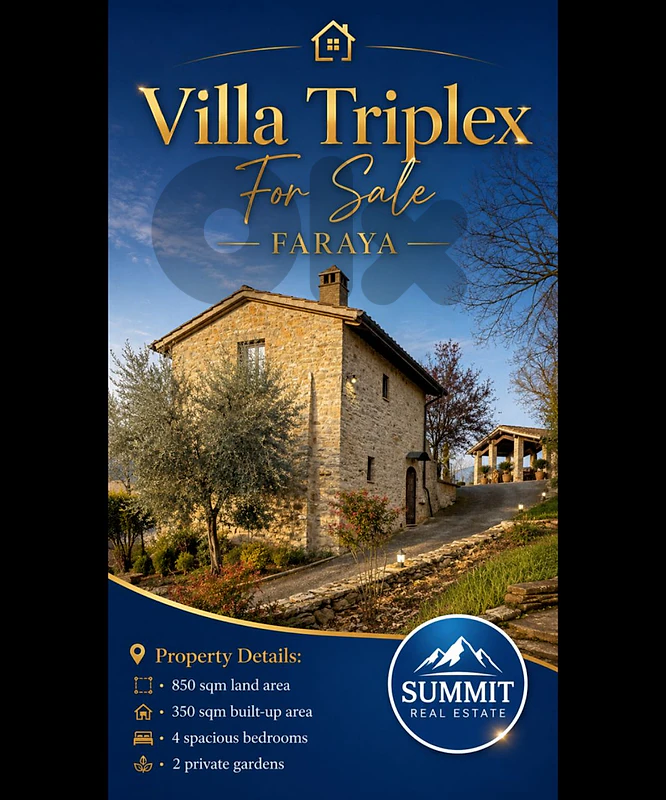 🏡 Luxury Villa Triplex for Sale – Faraya