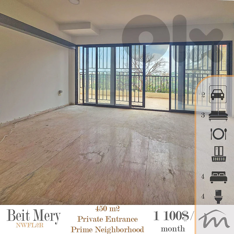 Beit Mery | Unique 450m² | Private Entrance | Huge Balcony | Open View