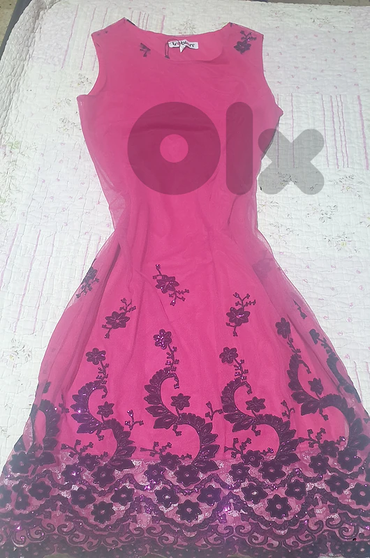 pink embroidered women dress size 38