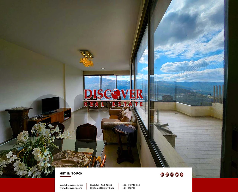 Stunning Apartment with a 120m²Terrace & Breathtaking Views in Baabdat