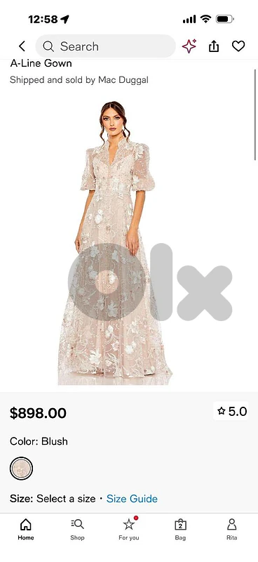 Elegant Mac Duggal Blush A-Line Embroidered Evening Gown