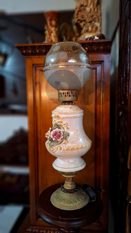 Vintage Porcelain Hurricane Lamp