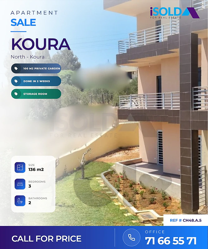 A 136 m2 apartment for sale in Fieh, Koura