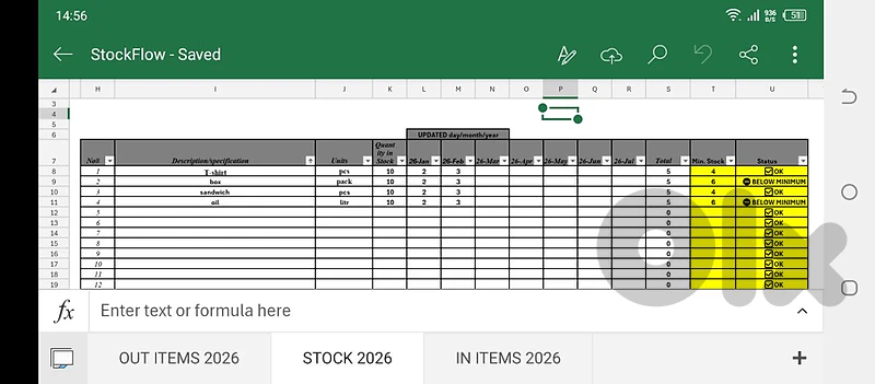 stock flow - inventory excel