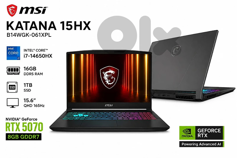 BRAND NEW SEALED WARRANTY 1 YEAR MSI KATANA CORE I7 GEN 14HX /RTX 5070