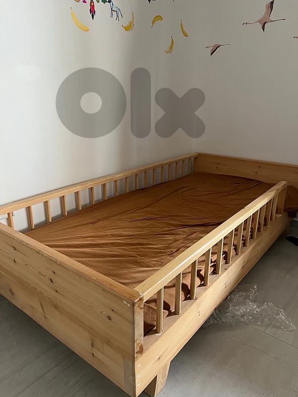 Solid wood bed frame $165