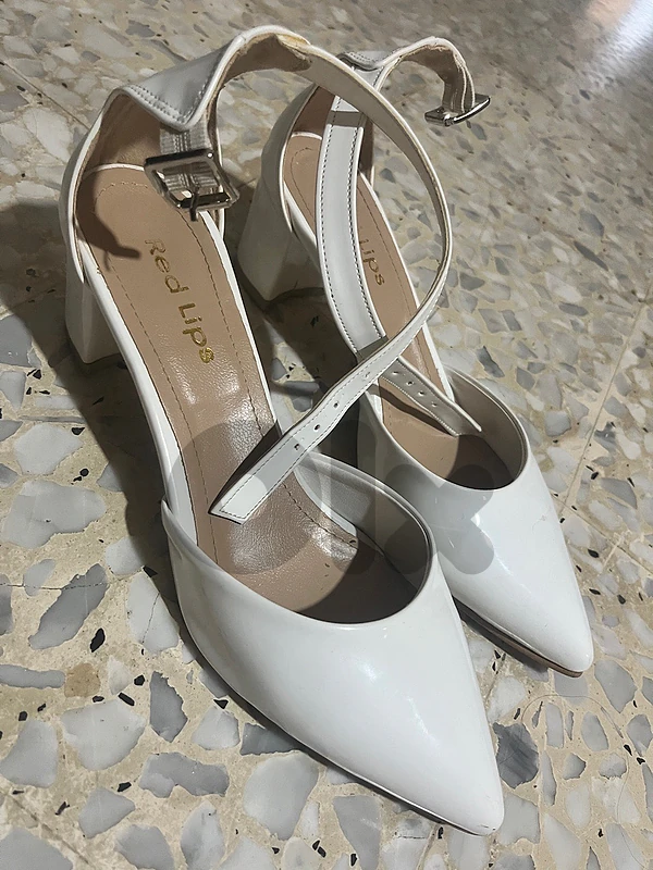 White glossy Heels
